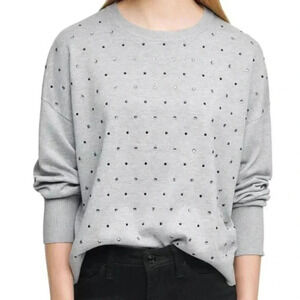 DKNY Gray Rhinestone Lightweight Sweater NWOT